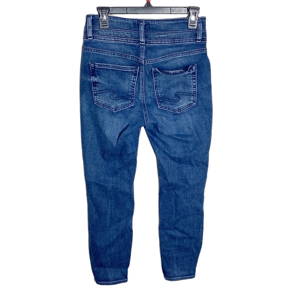 Silver Jeans Avery High Rise Double Button Skinny Jeans in indigo wash size 28